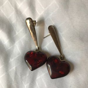 Amber heart earrings